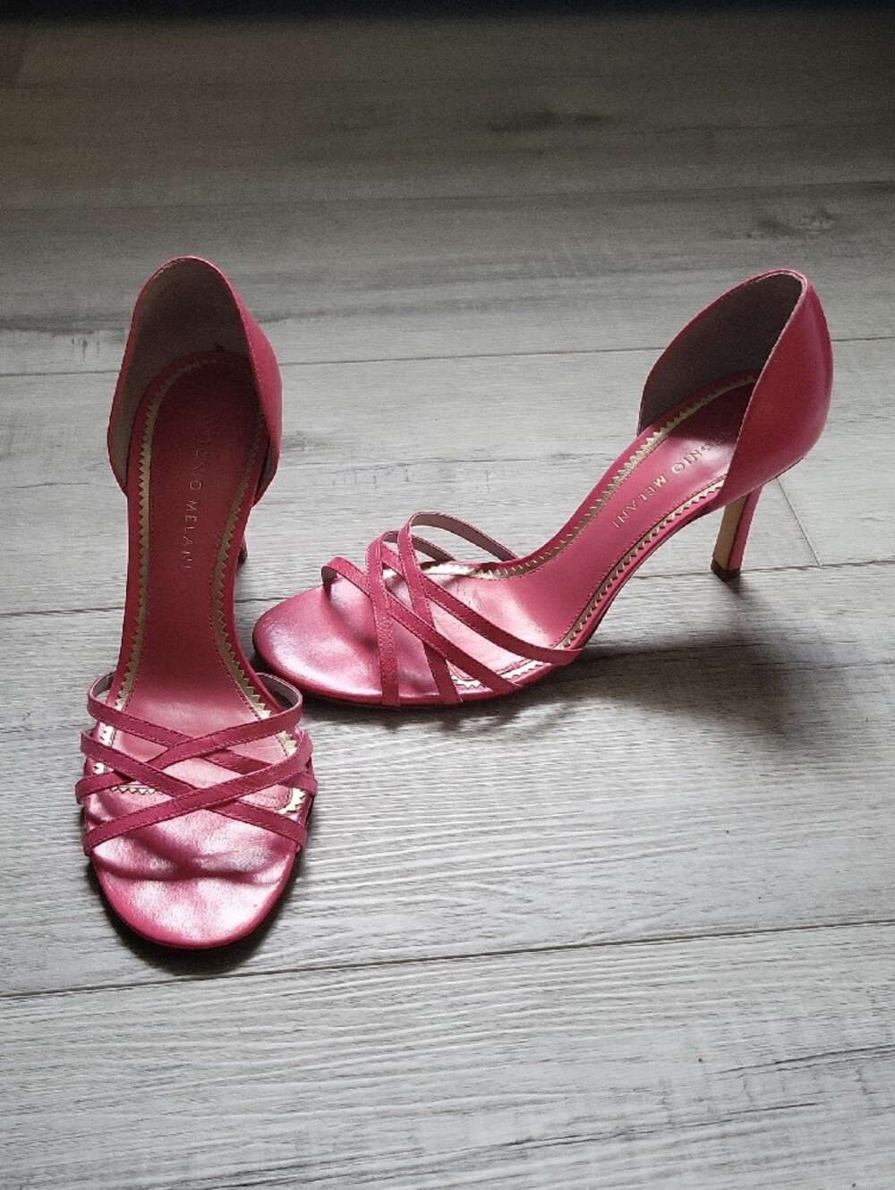 ANTONIO MELANI Hot Pink Strappy Stiletto Sandals